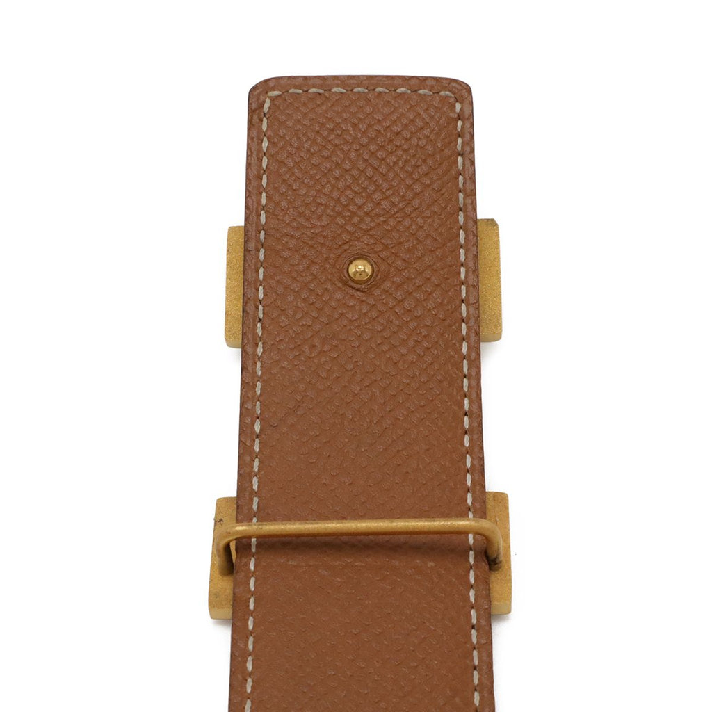 Hermes Belt Buckle Reversible Leather Black Brown Gold 75 — view 4