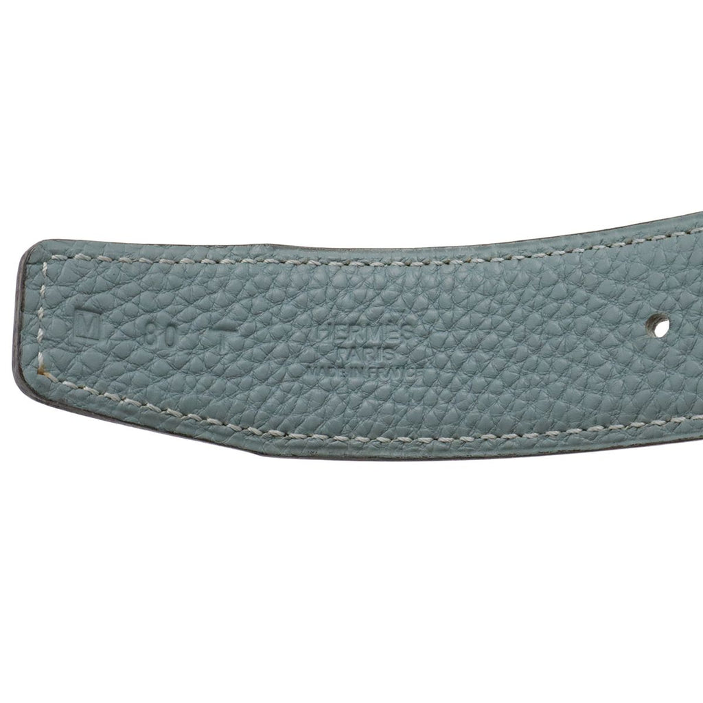 Hermes Chaine D'Ancre Reversible Belt Leather Black Blue Gray Silver 80 — view 8