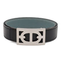 Hermes Chaine D'Ancre Reversible Belt Leather Black Blue Gray Silver 80