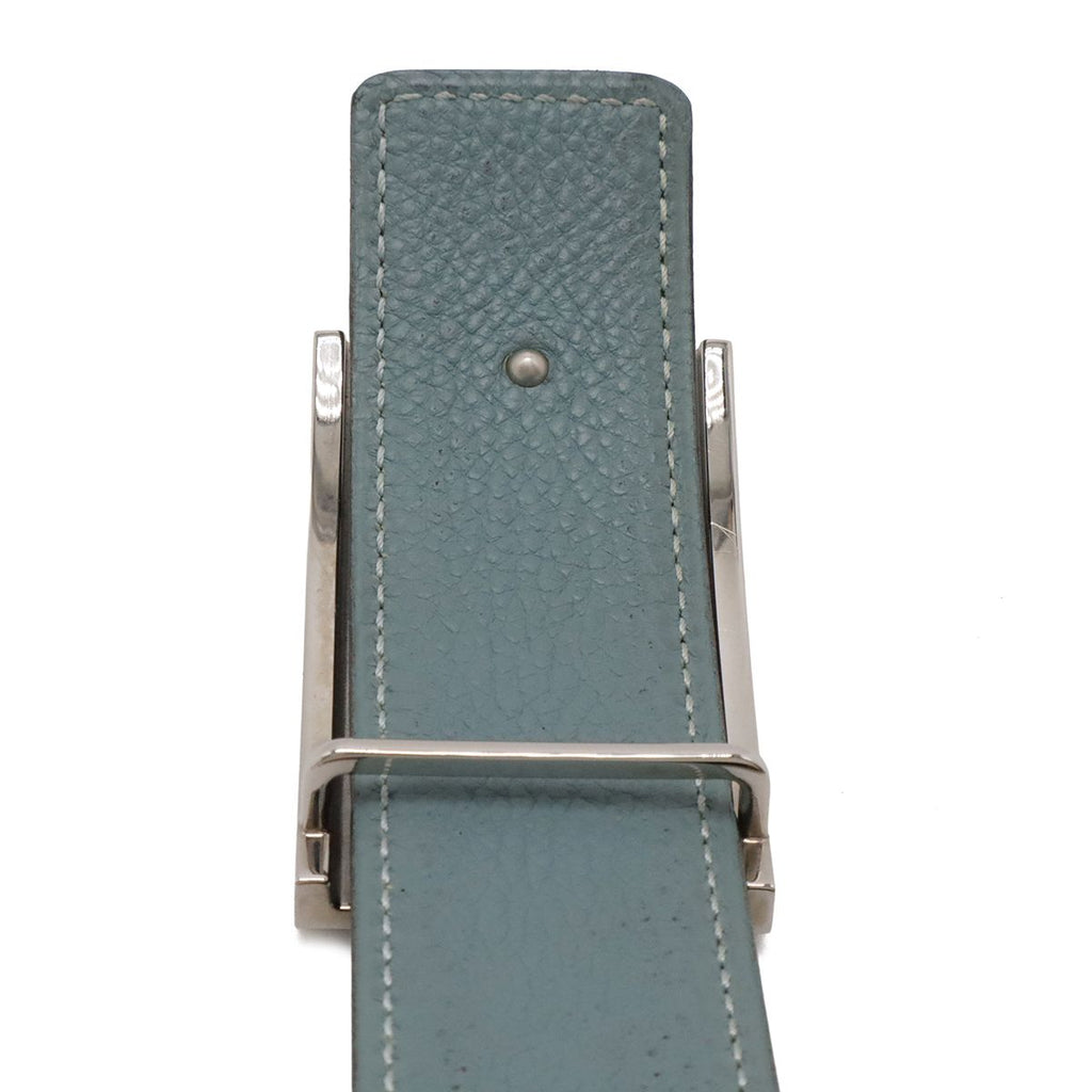 Hermes Chaine D'Ancre Reversible Belt Leather Black Blue Gray Silver 80 — view 4