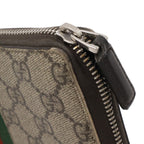 Gucci GG Supreme Sherry Line Web Zip Around Wallet Leather Khaki Beige Dark — view 4