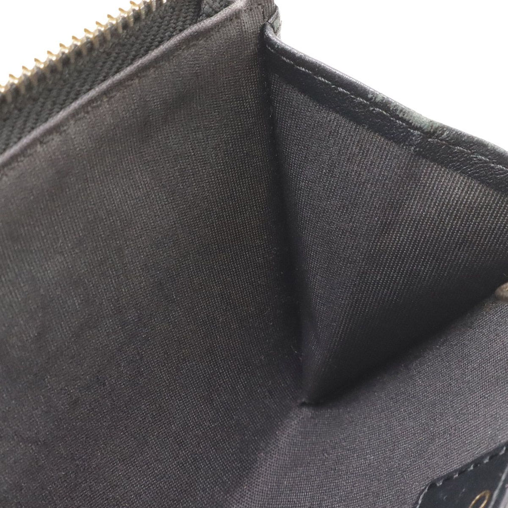 Chanel Camellia CC Logo Coin Purse L-shaped Zipper Lambskin Leather Black Gold — view 6