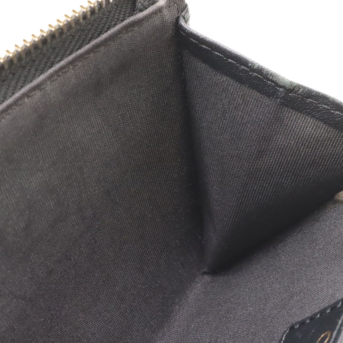 Chanel Camellia CC Logo Coin Purse L-shaped Zipper Lambskin Leather Black Gold — view 6