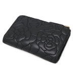 Chanel Camellia CC Logo Coin Purse L-shaped Zipper Lambskin Leather Black Gold — view 2