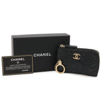 Chanel Camellia CC Logo Coin Purse L-shaped Zipper Lambskin Leather Black Gold — view 8