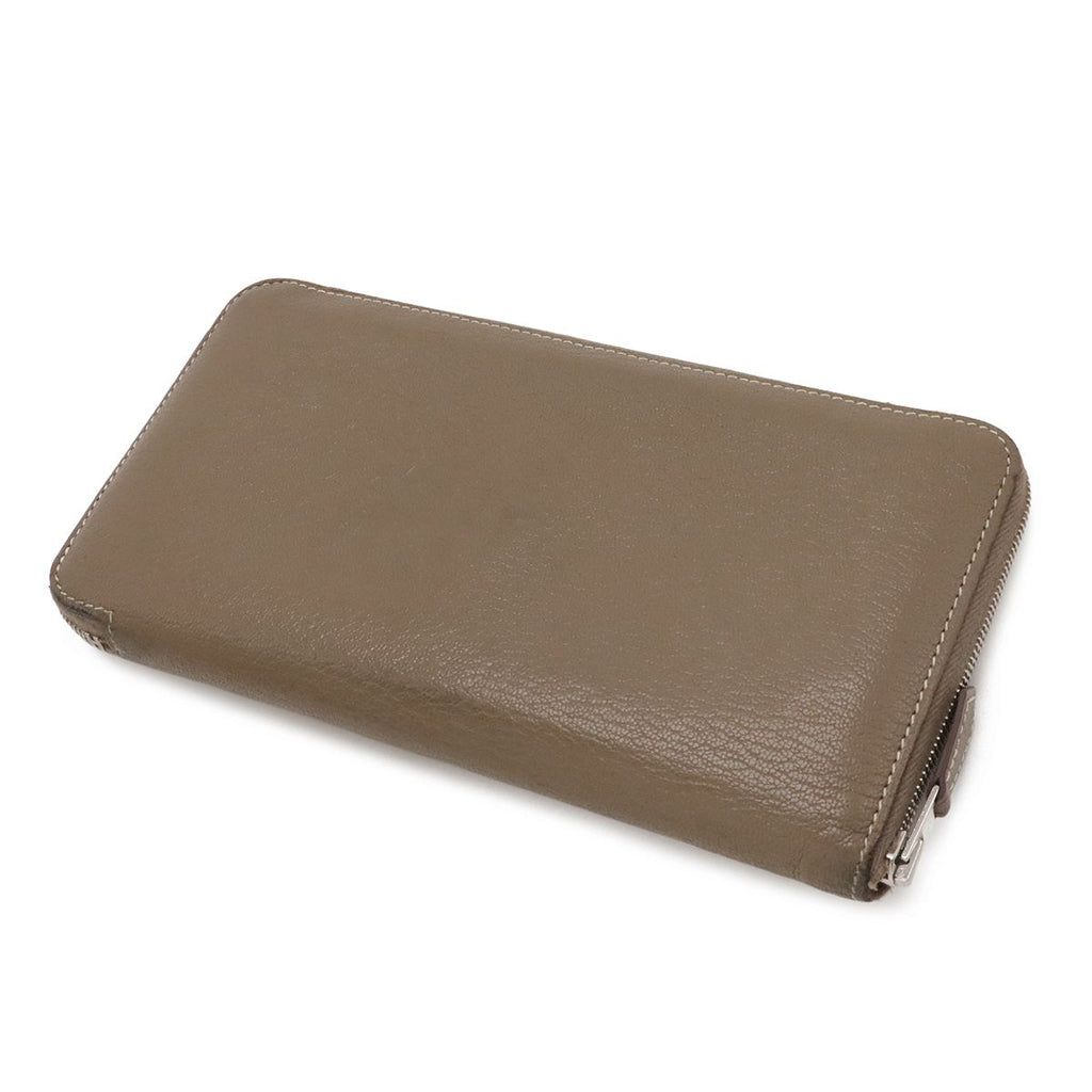 Hermes Azap Long All Leather Zip Around Wallet Chevre Etoupe Greige Kei Silver — view 2