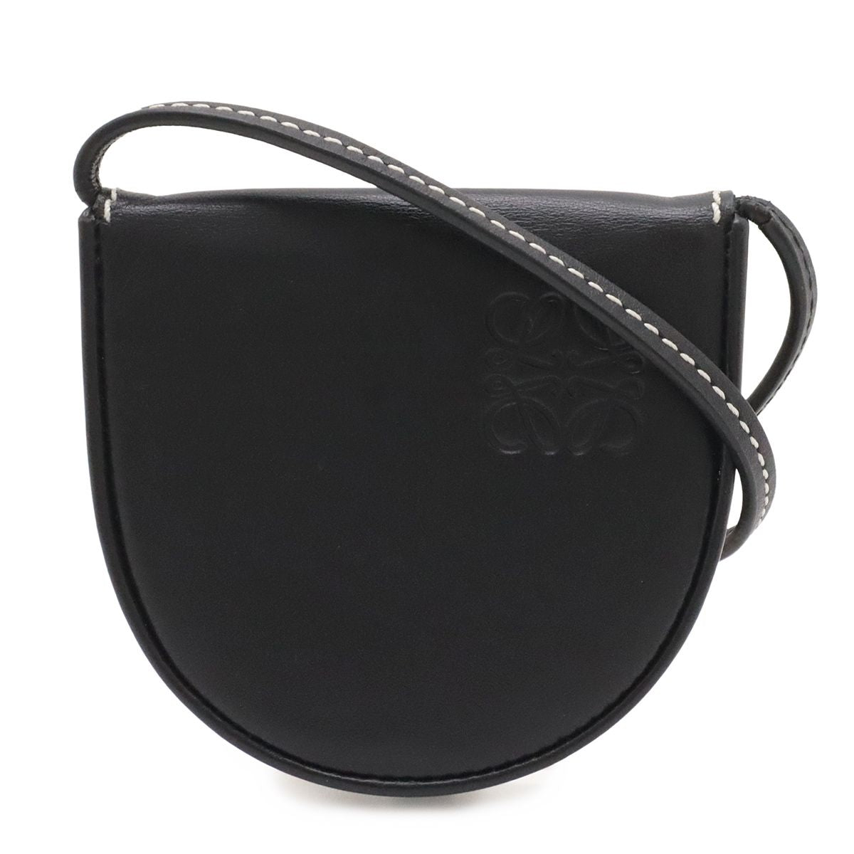 Loewe Anagram Heel Pouch Mini Shoulder Bag Pochette Calf Leather Black
