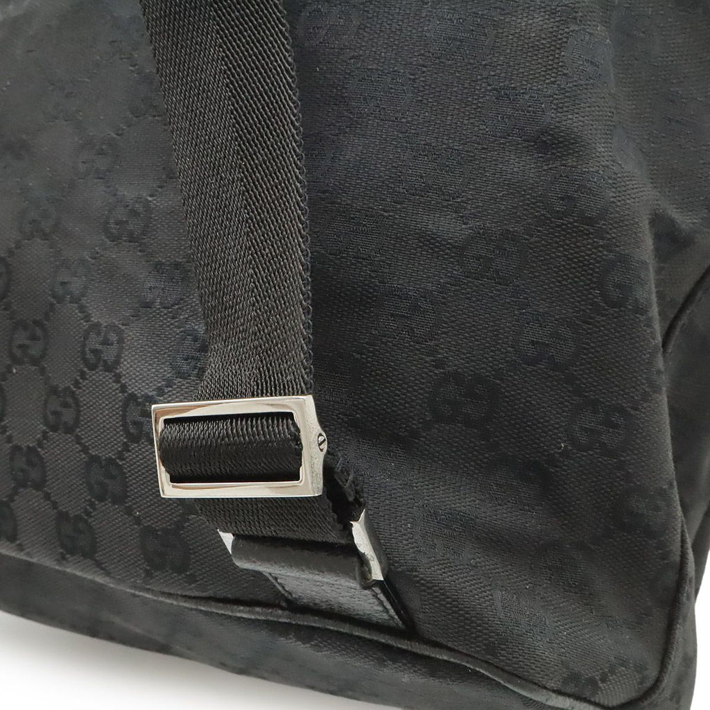 Gucci GG Canvas Jackie Line Backpack Leather Black Silver — view 6