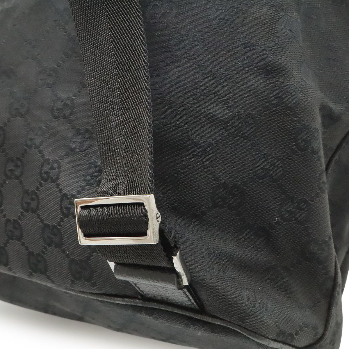 Gucci GG Canvas Jackie Line Backpack Leather Black Silver — view 6
