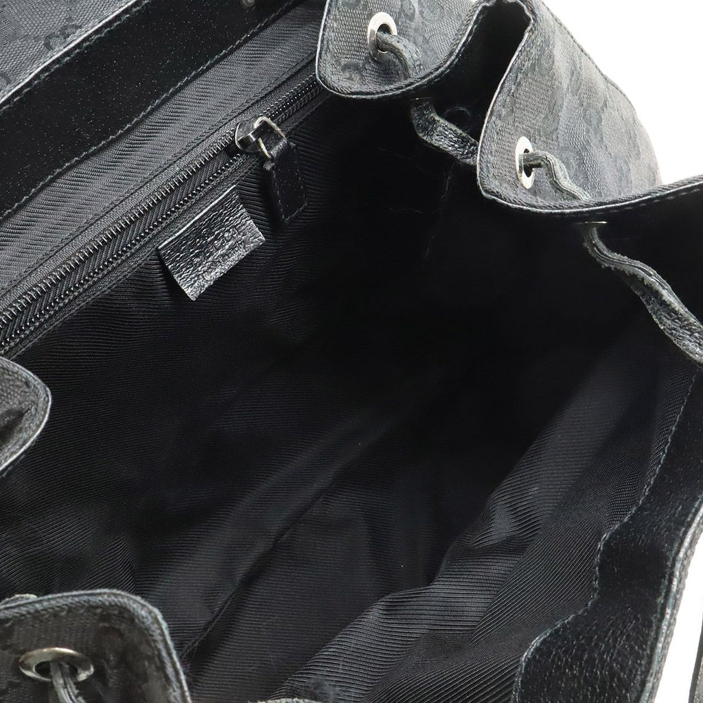 Gucci GG Canvas Jackie Line Backpack Leather Black Silver — view 8