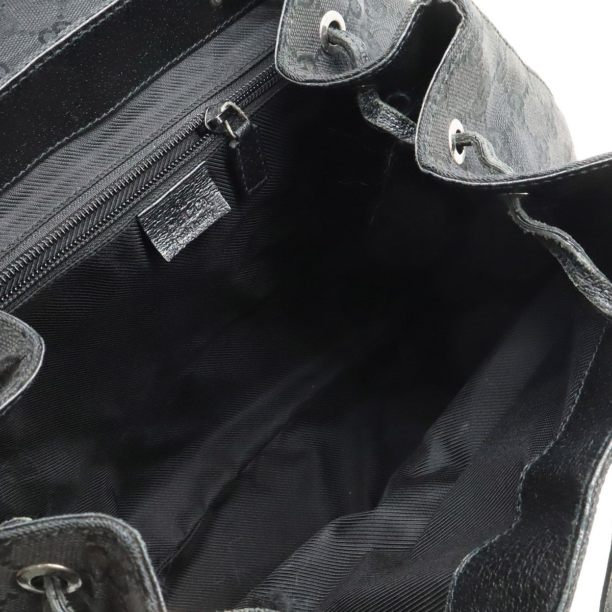 Gucci GG Canvas Jackie Line Backpack Leather Black Silver — view 8