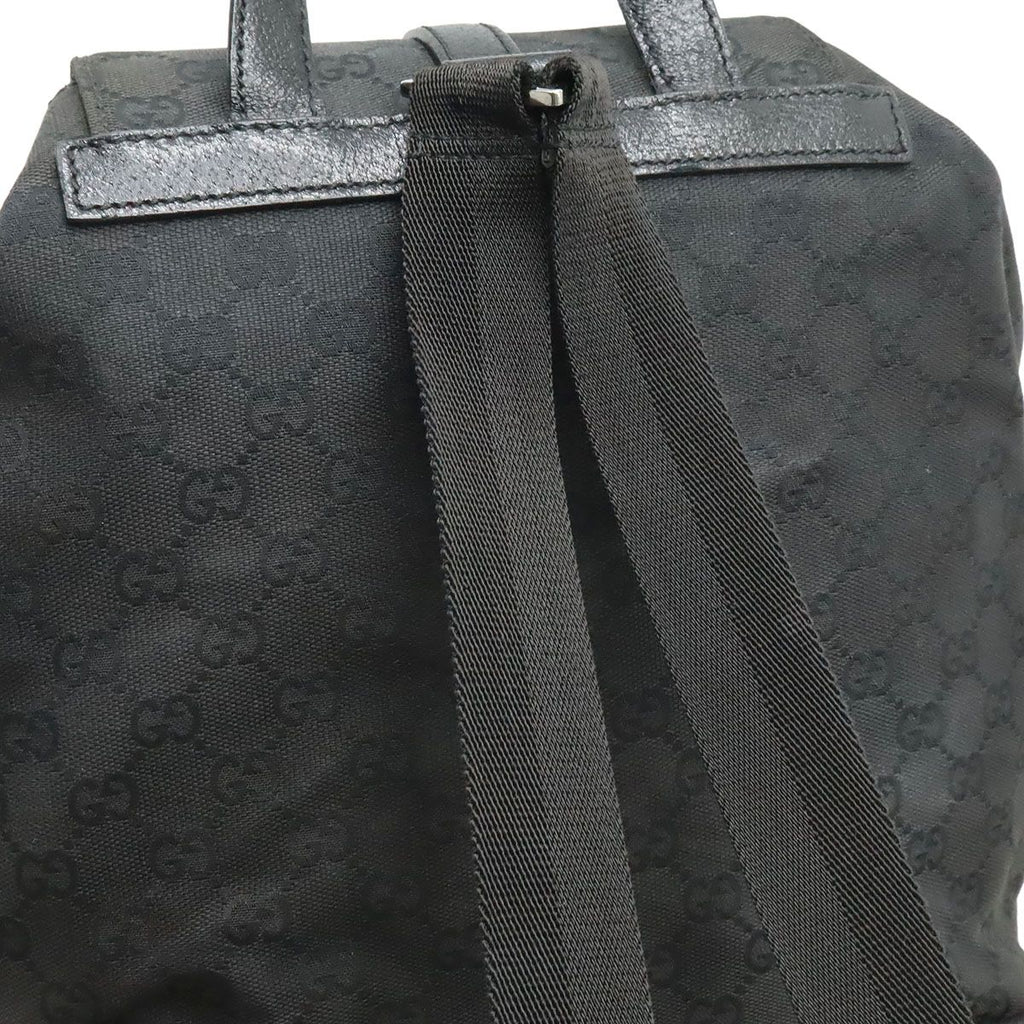 Gucci GG Canvas Jackie Line Backpack Leather Black Silver — view 5
