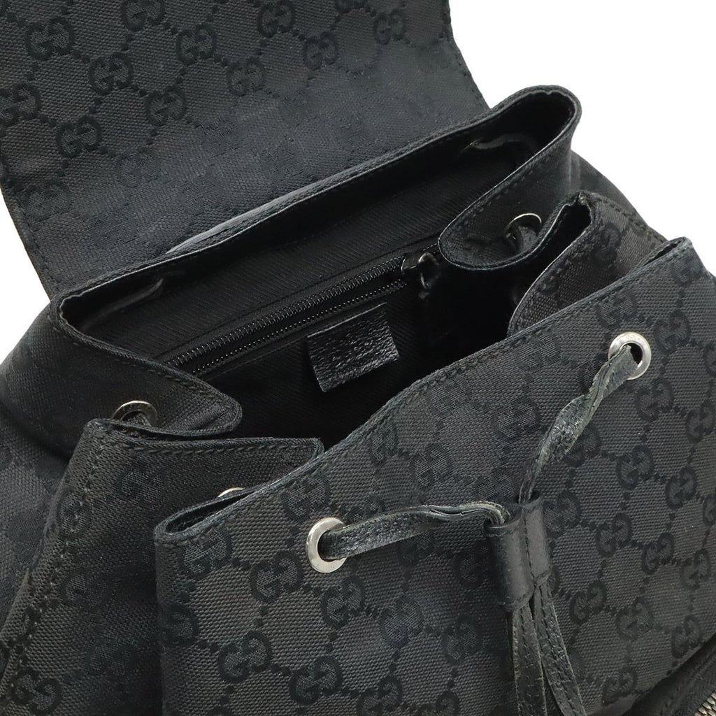 Gucci GG Canvas Jackie Line Backpack Leather Black Silver — view 7