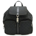 Gucci GG Canvas Jackie Line Backpack Leather Black Silver