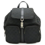 Gucci GG Canvas Jackie Line Backpack Leather Black Silver