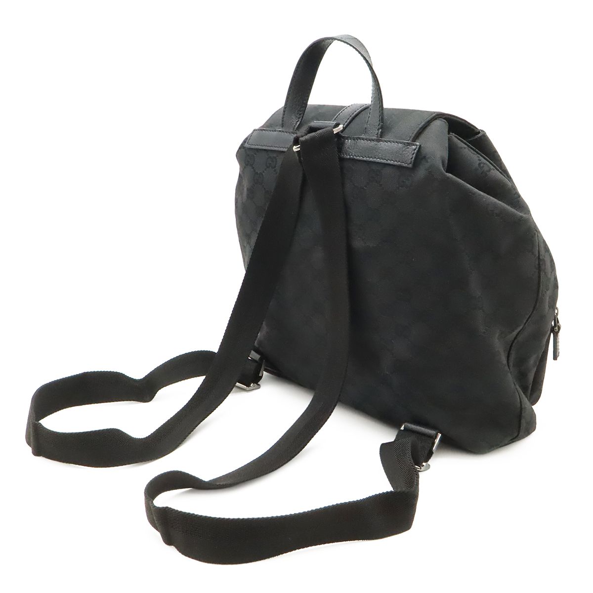 Gucci GG Canvas Jackie Line Backpack Leather Black Silver — view 2