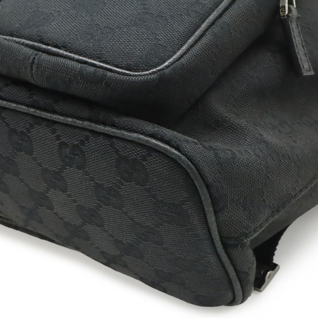 Gucci GG Canvas Jackie Line Backpack Leather Black Silver — view 3