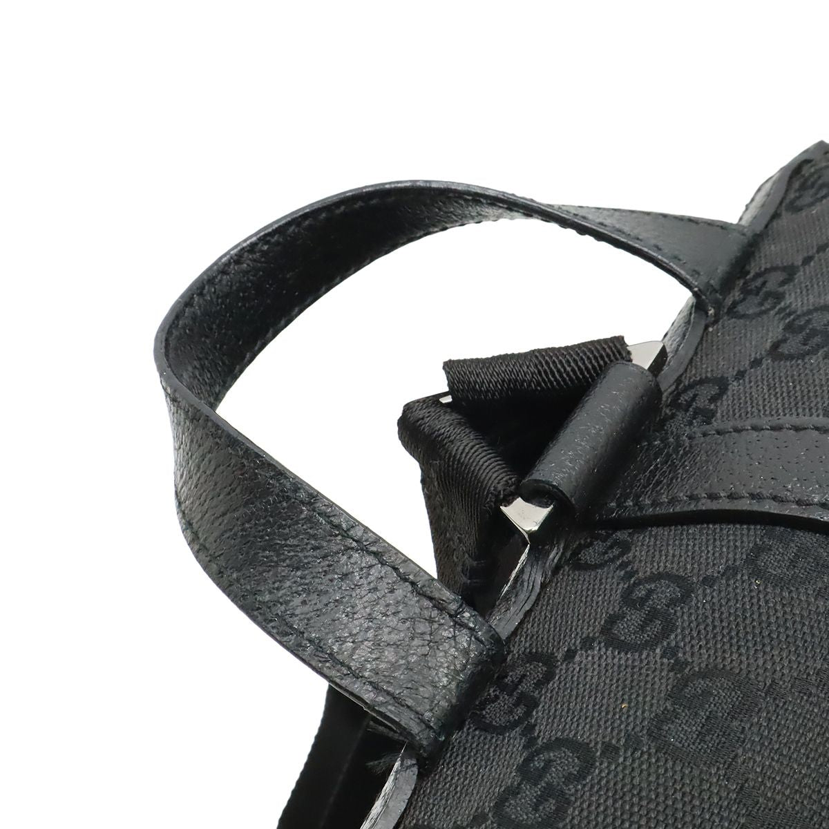 Gucci GG Canvas Jackie Line Backpack Leather Black Silver — view 4