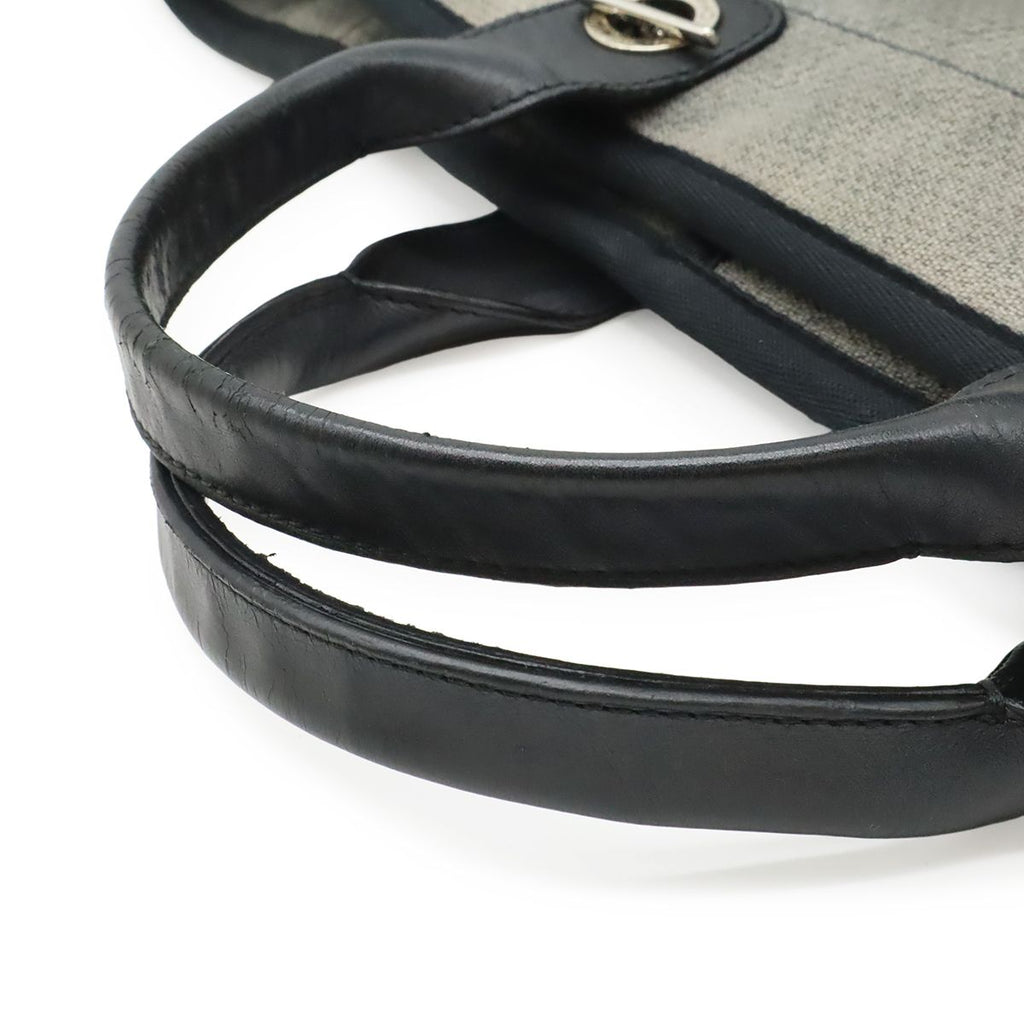 Chanel Deauville Tote GM Logo 2-Way Chain Shoulder Bag Canvas Leather Gray Black — view 4