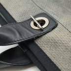 Chanel Deauville Tote GM Logo 2-Way Chain Shoulder Bag Canvas Leather Gray Black — view 5