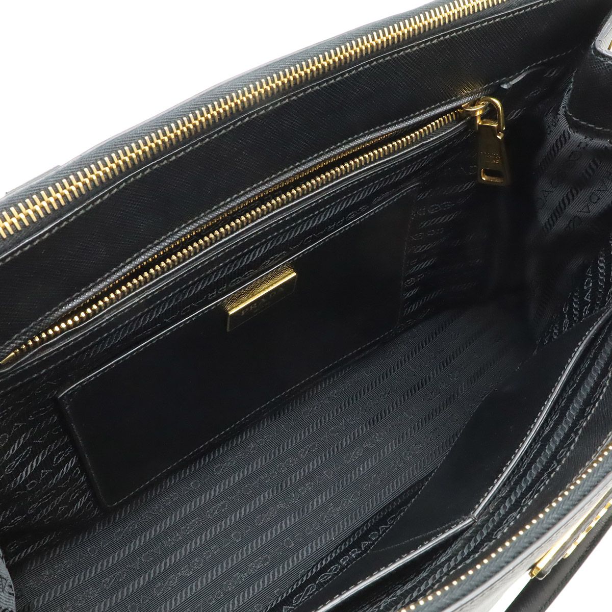 Prada Galleria Saffiano Tote Bag Leather Nero Black Gold — view 6
