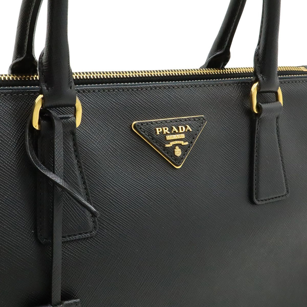 Prada Galleria Saffiano Tote Bag Leather Nero Black Gold — view 8