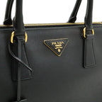 Prada Galleria Saffiano Tote Bag Leather Nero Black Gold — view 8