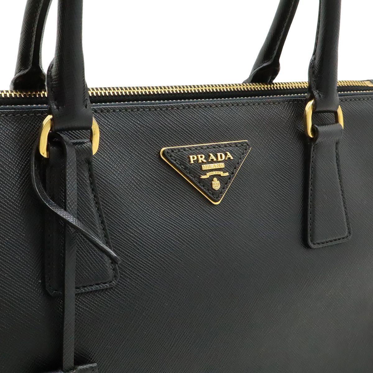 Prada Galleria Saffiano Tote Bag Leather Nero Black Gold — view 8