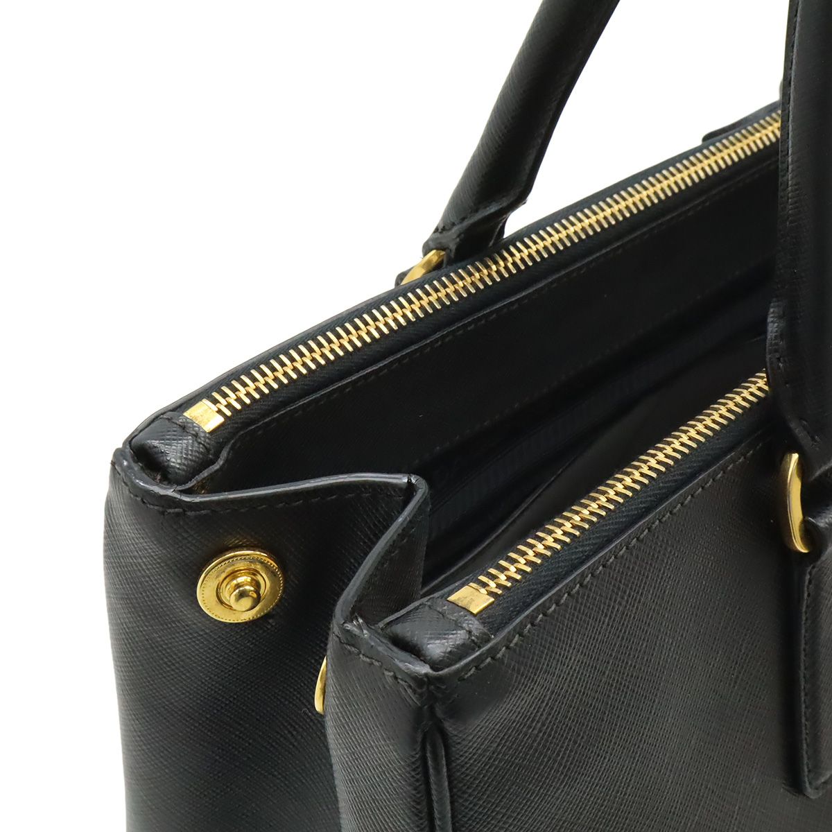 Prada Galleria Saffiano Tote Bag Leather Nero Black Gold — view 7