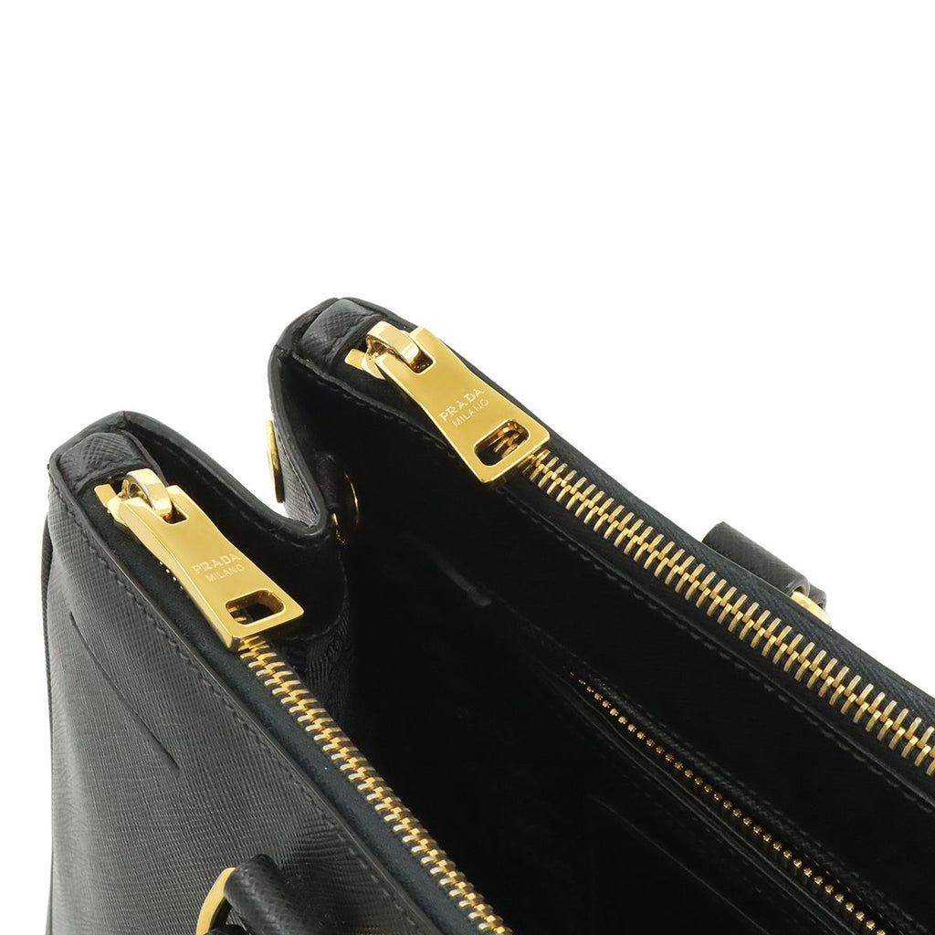 Prada Galleria Saffiano Tote Bag Leather Nero Black Gold — view 5