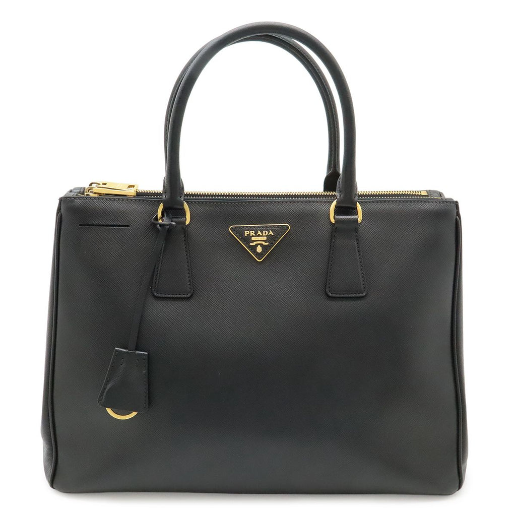 Prada Galleria Saffiano Tote Bag Leather Nero Black Gold