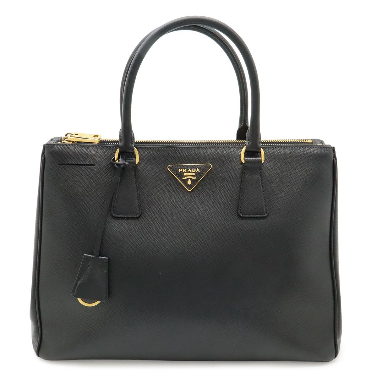 Prada Galleria Saffiano Tote Bag Leather Nero Black Gold