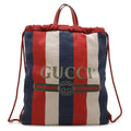 Gucci Print Tricolor Drawstring Backpack Canvas Leather Red Blue
