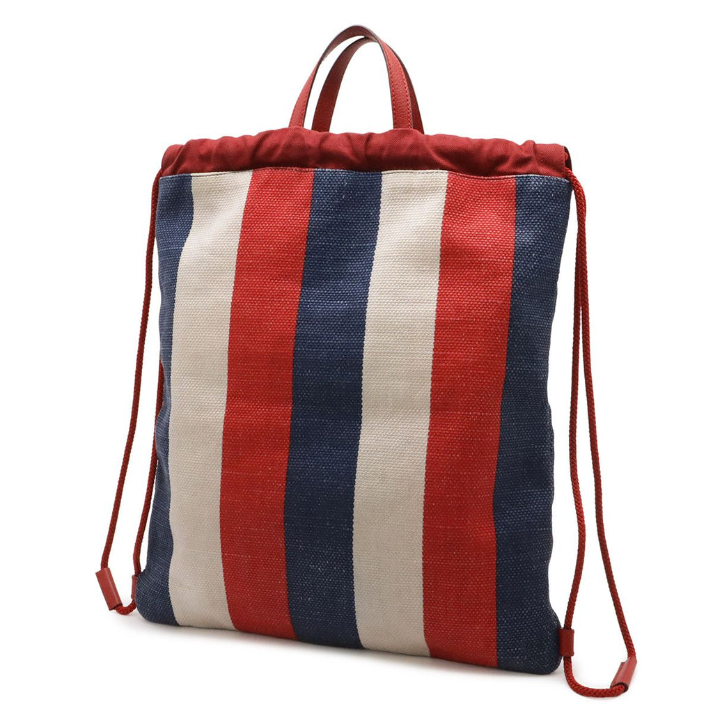 Gucci Print Tricolor Drawstring Backpack Canvas Leather Red Blue — view 2