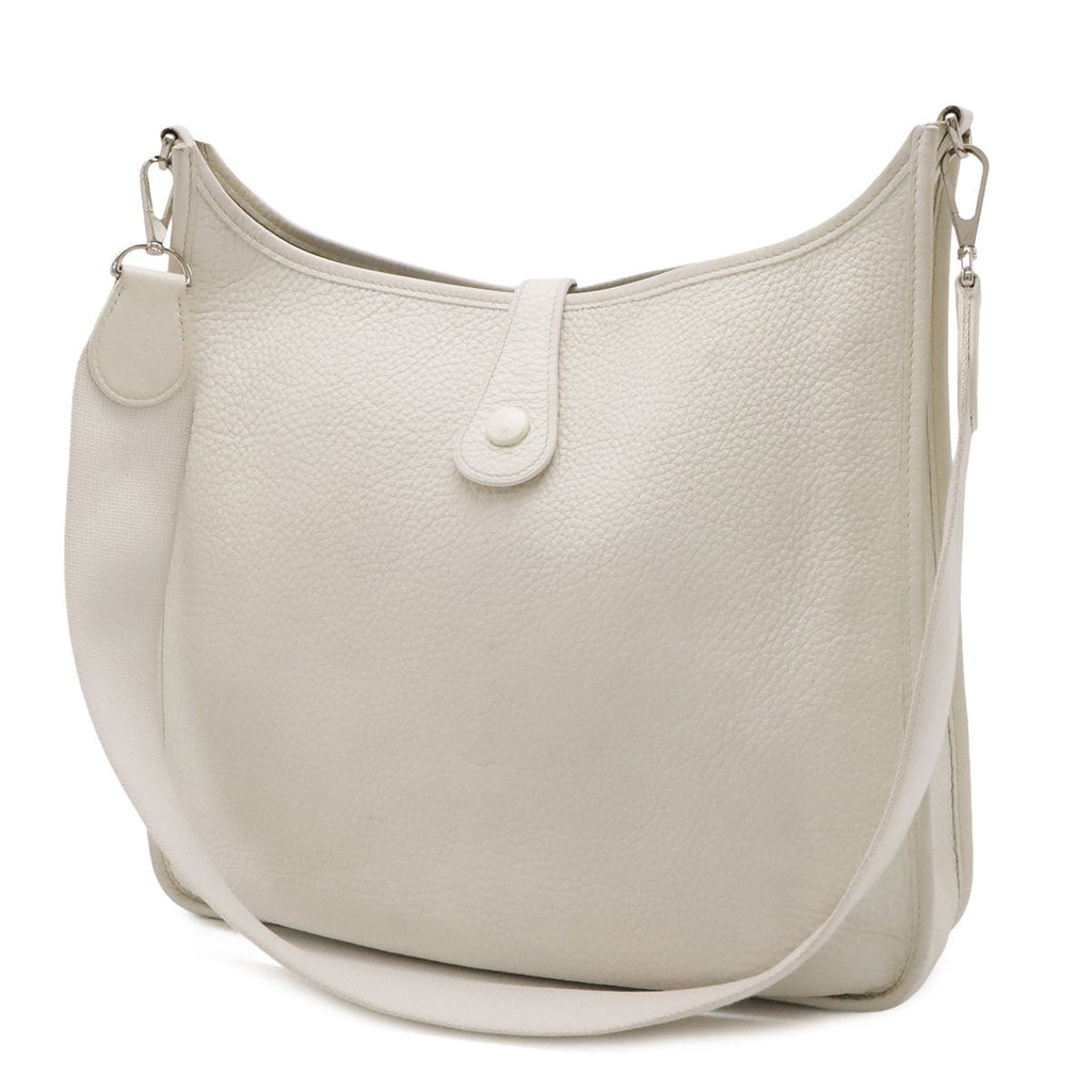 Hermes Evelyne I 1 GM Shoulder Bag Taurillon Clemence White Silver — view 2