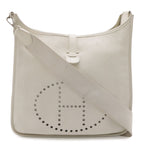 Hermes Evelyne I 1 GM Shoulder Bag Taurillon Clemence White Silver