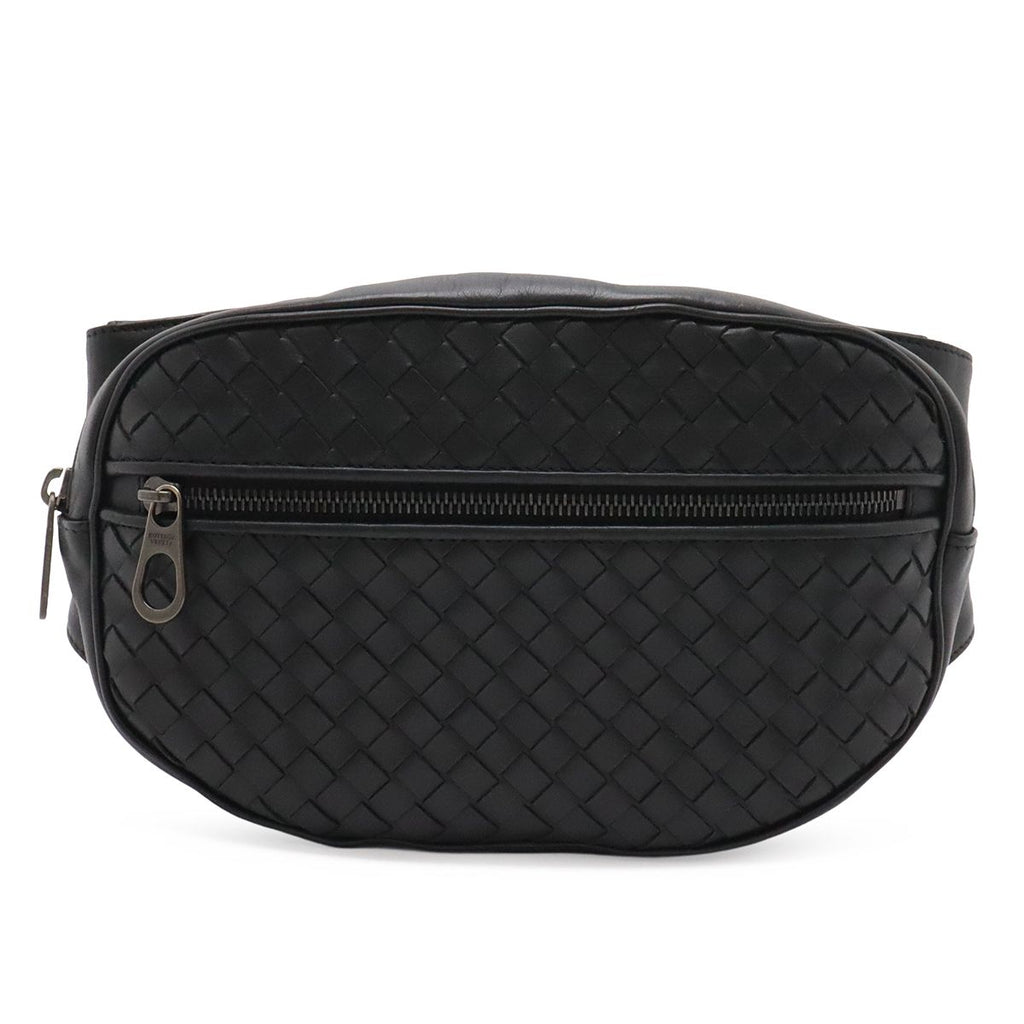 Bottega Veneta Intrecciato Belt Bag Waist Pouch Leather Black