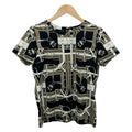Hermes Short Sleeve T-Shirt 38 M Black White Brown Belt Motif