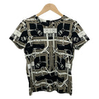 Hermes Short Sleeve T-Shirt 38 M Black White Brown Belt Motif