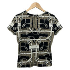 Hermes Short Sleeve T-Shirt 38 M Black White Brown Belt Motif — view 2