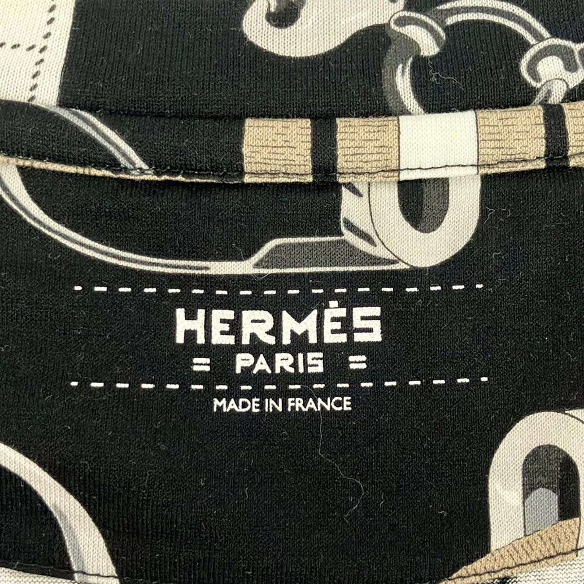 Hermes Short Sleeve T-Shirt 38 M Black White Brown Belt Motif — view 3