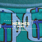 Hermes Short Sleeve T-Shirt 40 M Green Blue Navy Modern Buckle — view 3