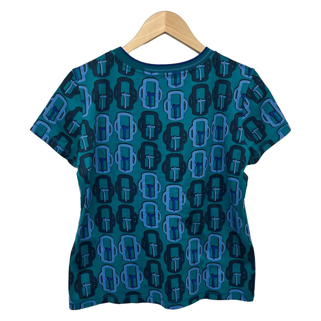 Hermes Short Sleeve T-Shirt 40 M Green Blue Navy Modern Buckle — view 2