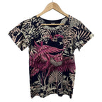 Hermes Short Sleeve T-Shirt 34 S Navy Pink Flamingo Party