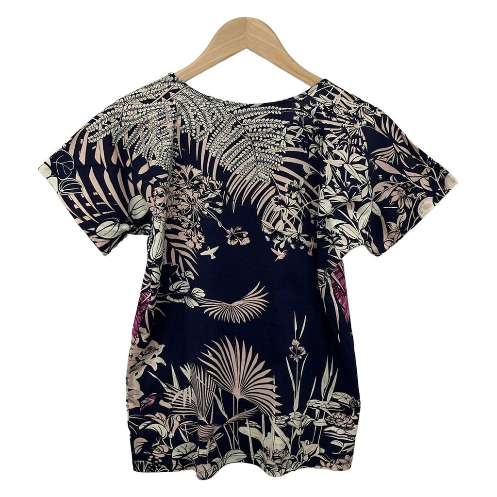 Hermes Short Sleeve T-Shirt 34 S Navy Pink Flamingo Party — view 2