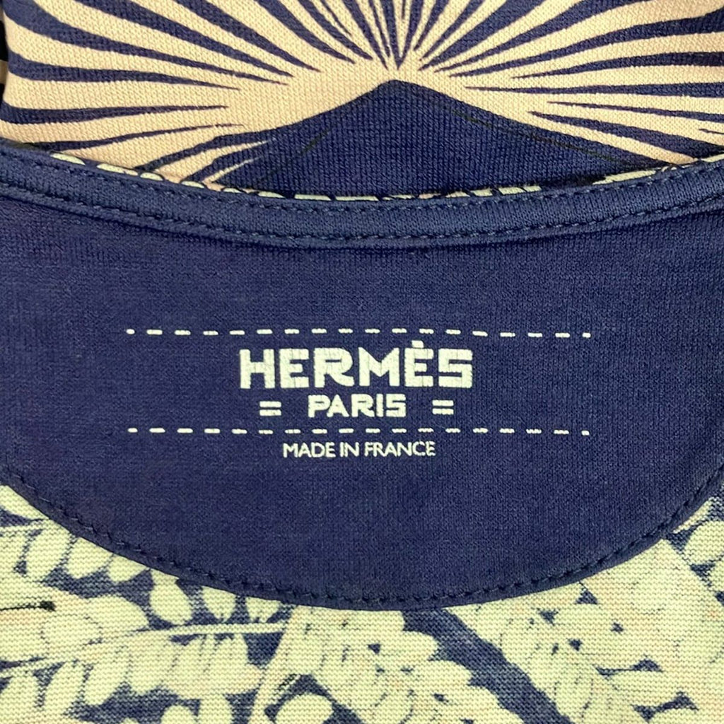Hermes Short Sleeve T-Shirt 34 S Navy Pink Flamingo Party — view 3