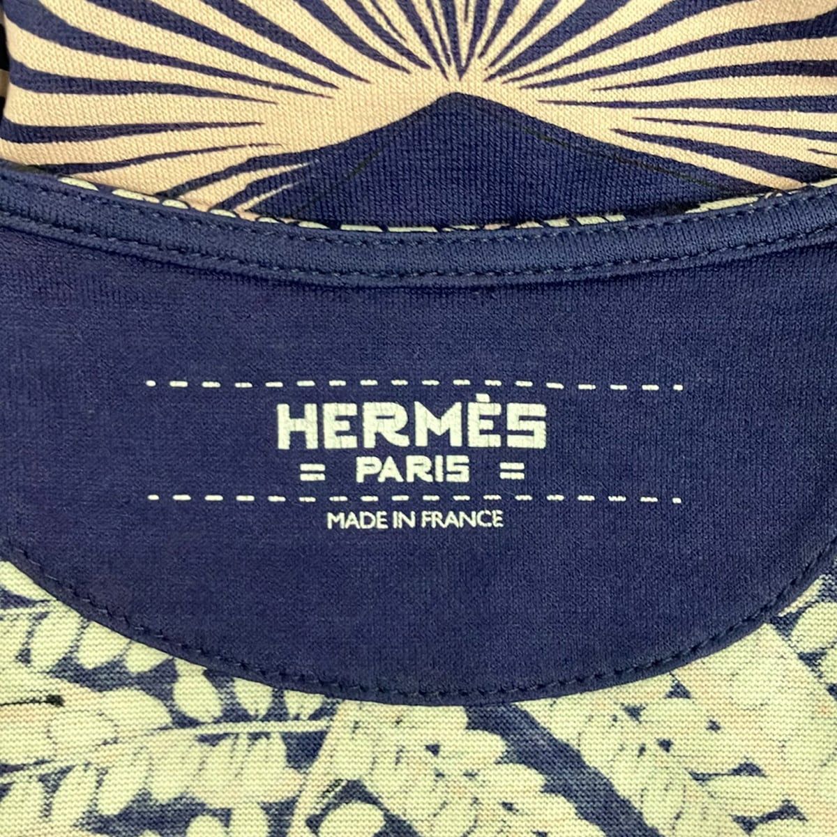 Hermes Short Sleeve T-Shirt 34 S Navy Pink Flamingo Party — view 3