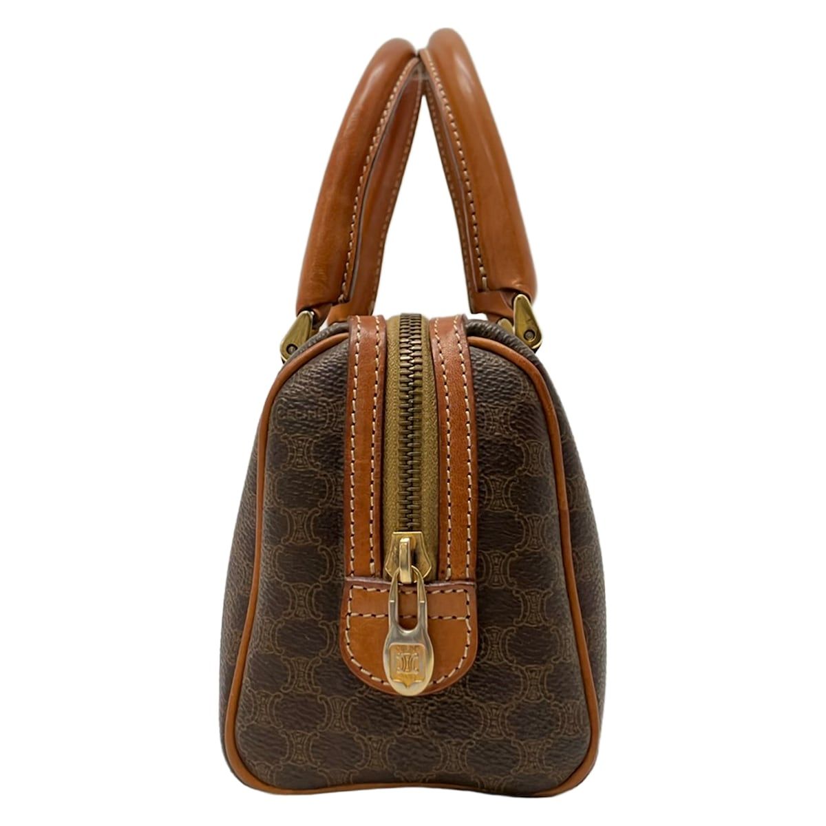 Celine Handbag Macadam Pattern Dark Brown Mini Boston Leather — view 2