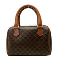 Celine Handbag Macadam Pattern Dark Brown Mini Boston Leather