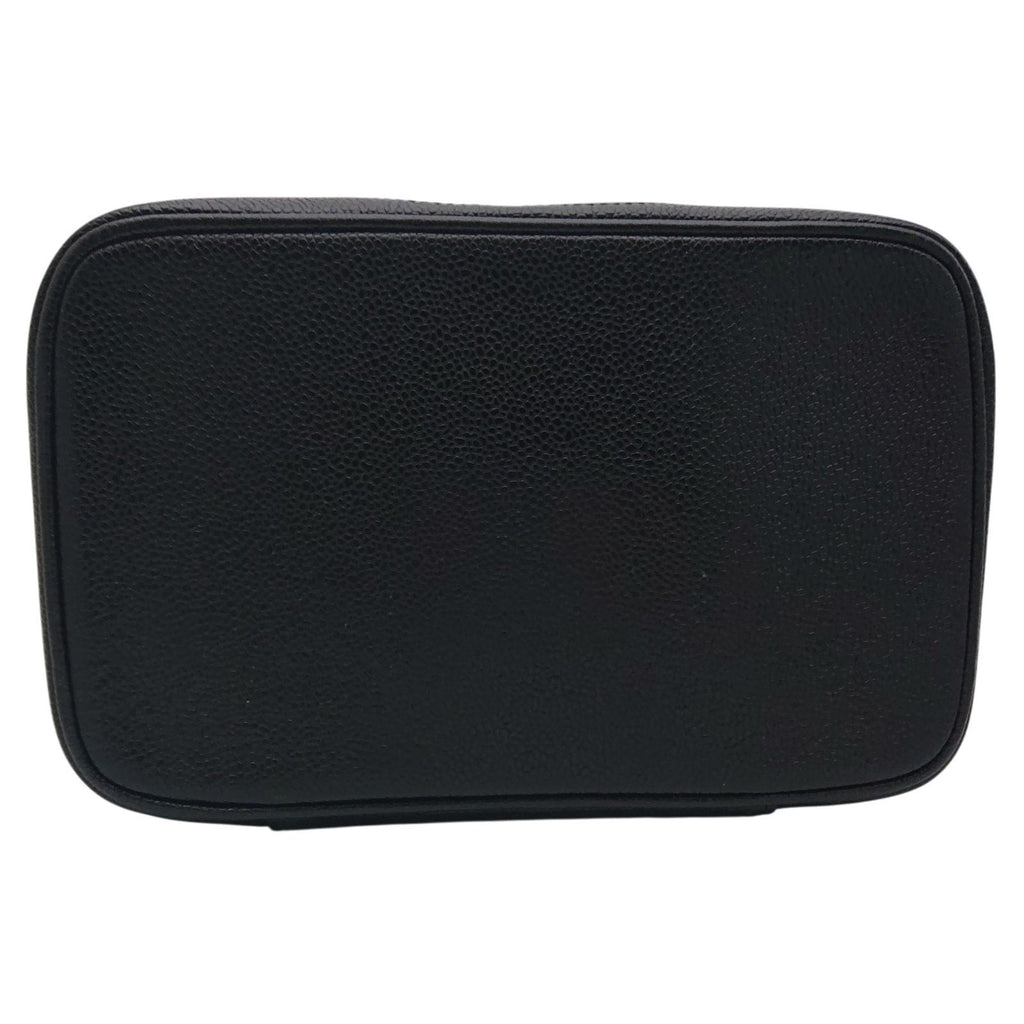 Chanel Caviar Leather Vanity Bag CC Logo Black Bag with Card — view 7